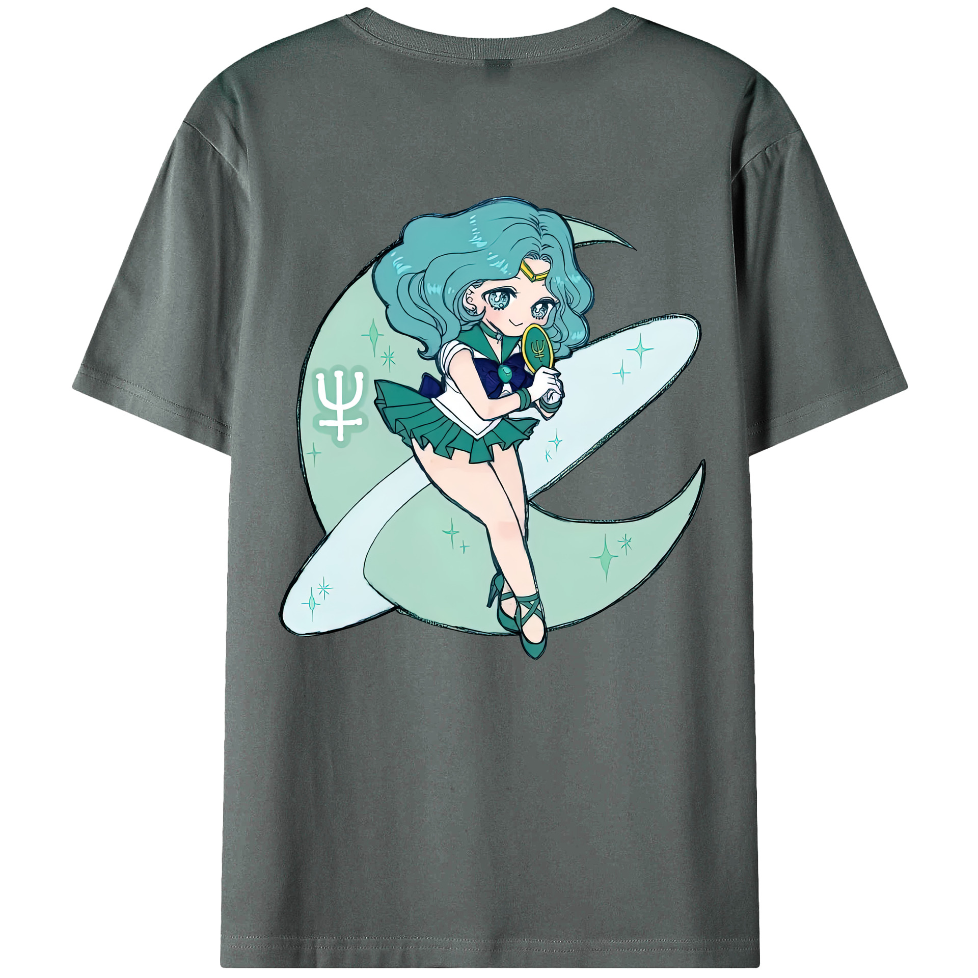 （画像用） 美少女戦士セーラームーン 海王 みちる（かいおう みちる） Sailor Moon Kaiou Michiru 綿100％ メンズ半袖Tシャツ（バックプリント） 通気性